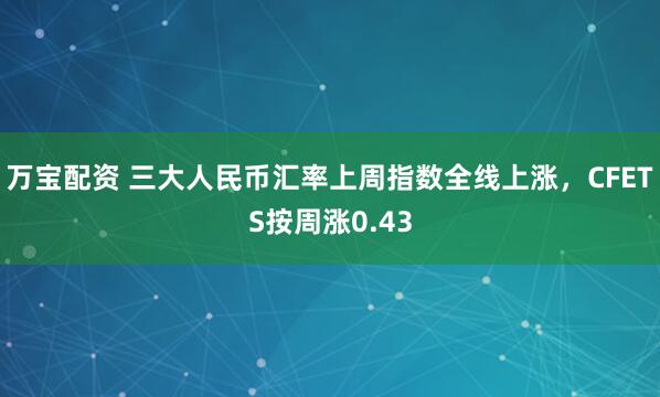 万宝配资 三大人民币汇率上周指数全线上涨，CFETS按周涨0.43