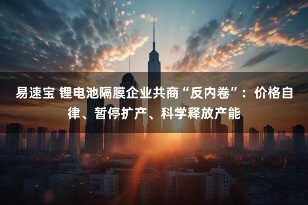 易速宝 锂电池隔膜企业共商“反内卷”：价格自律、暂停扩产、科学释放产能
